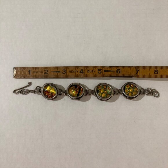 Dichroic Glass And Silver Toned Metal Bracelet - Picture 4 of 4